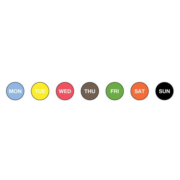 DaySpot Set - Monday thru Sunday 3/4" circle Assorted